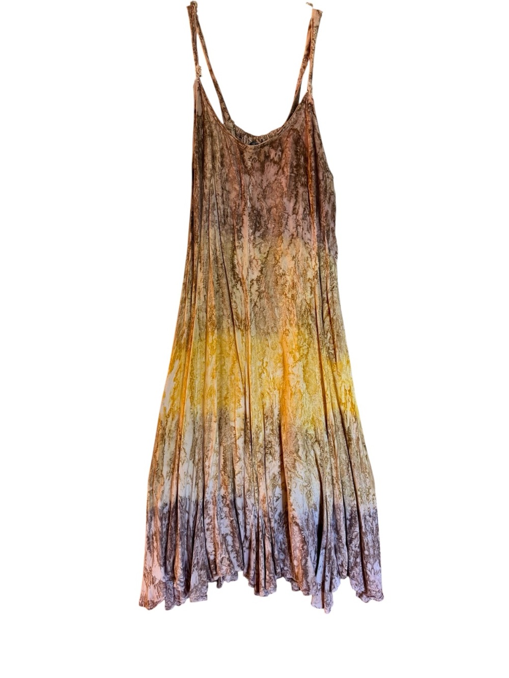 Sleeveless Ombre Slip Dress in Yellow and Brown